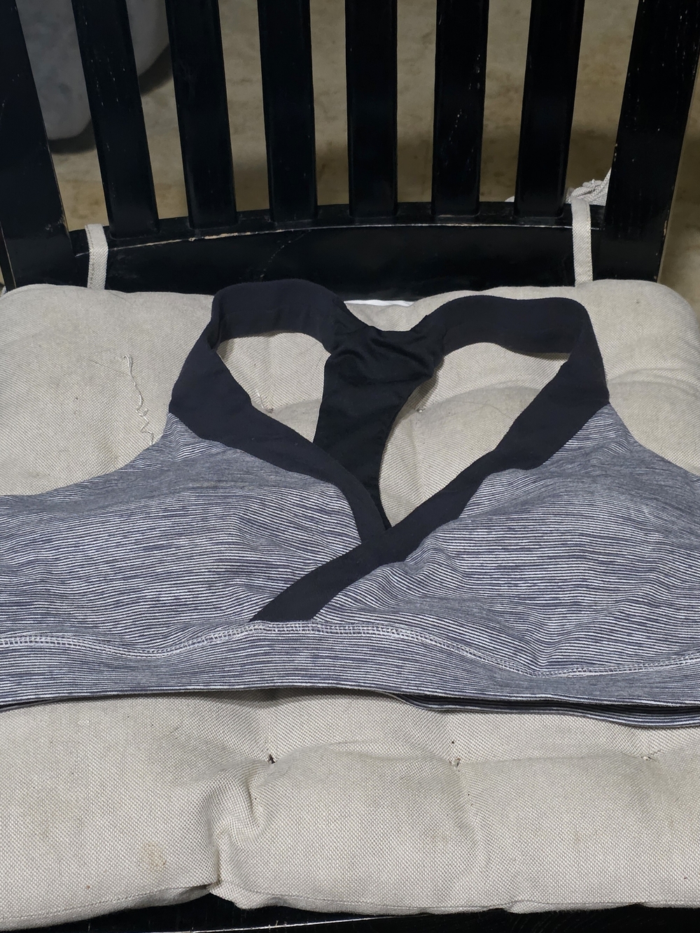 lululemon athletica Striped Racerback Sports Bra - Heather Gray & Black Used